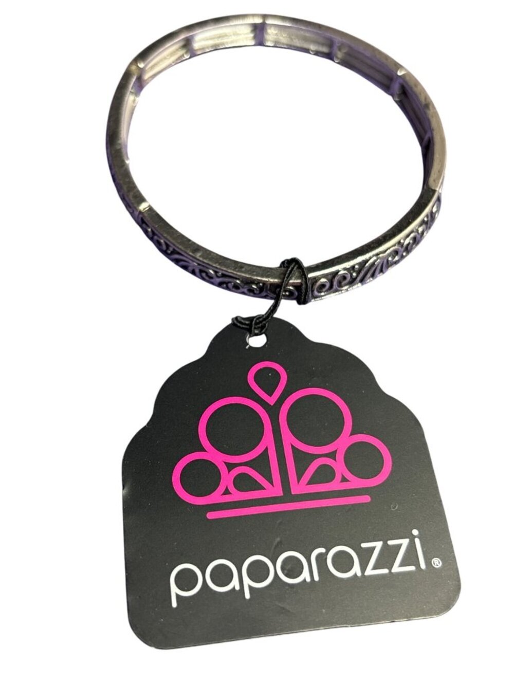 Paparazzi Silvertone Patterned Stretchy Bracelet 7 inches Unstretched New